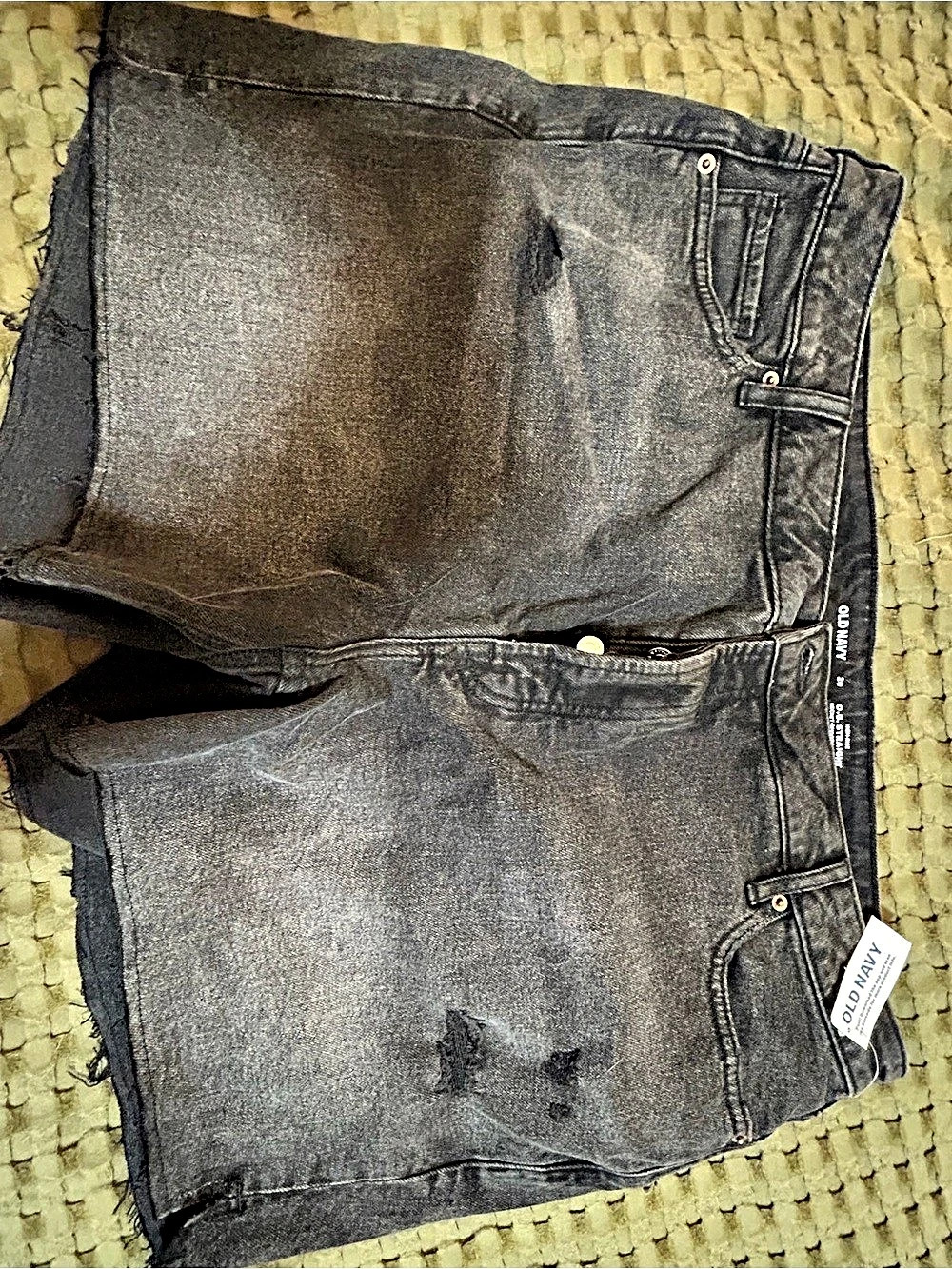 Old Navy O.G. Straight High-Rise Distressed Cut-Off Jean Shorts Women's Gray
